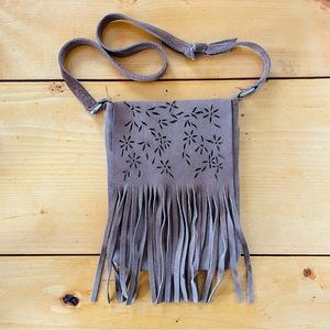 The Limited Vintage Leather Fringe Small Boho Crossbody Bag Brown